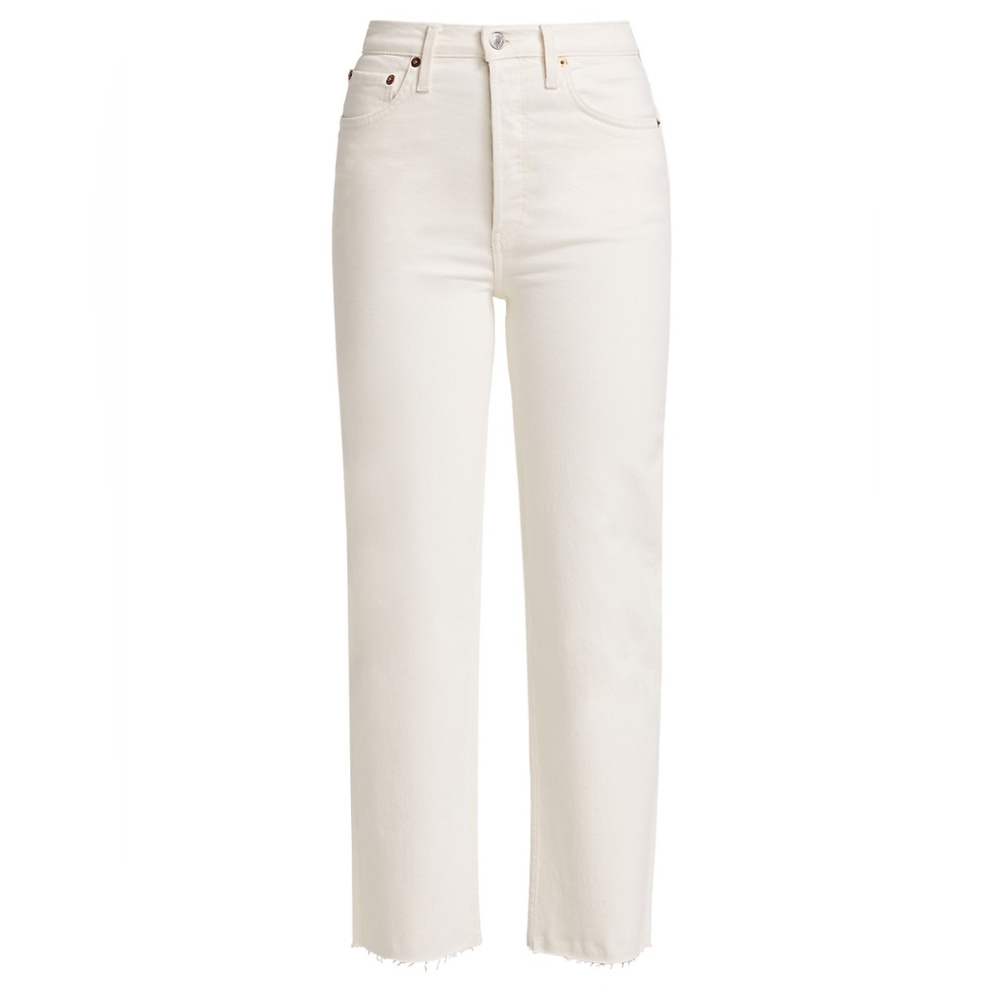 Re/done white 70s stove pipe jeans